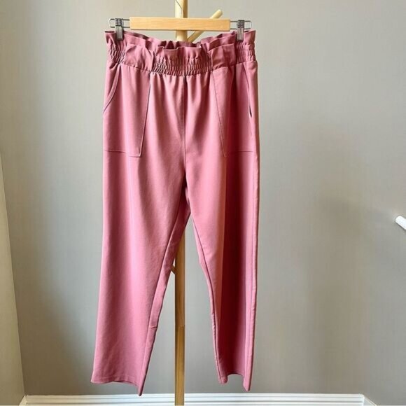 Grace Karin Paperbag Waist Pants Women's Size XL‎ Extra Large Pink Pull-on Ankle - Picture 1 of 12